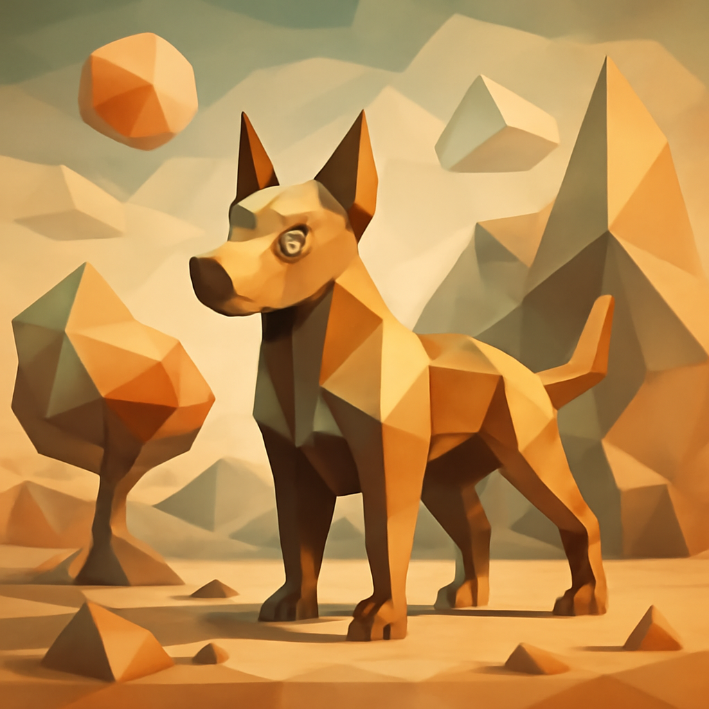 low poly surreal dog