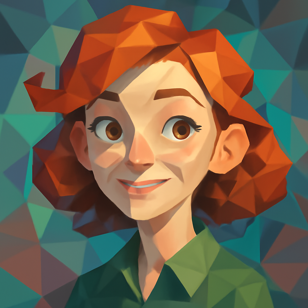 low poly whimsical portrait