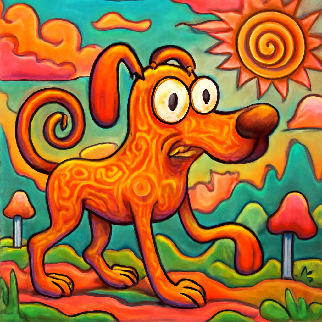 cartoon surreal dog