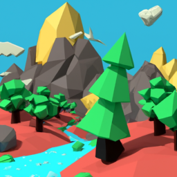 low poly playful landscape