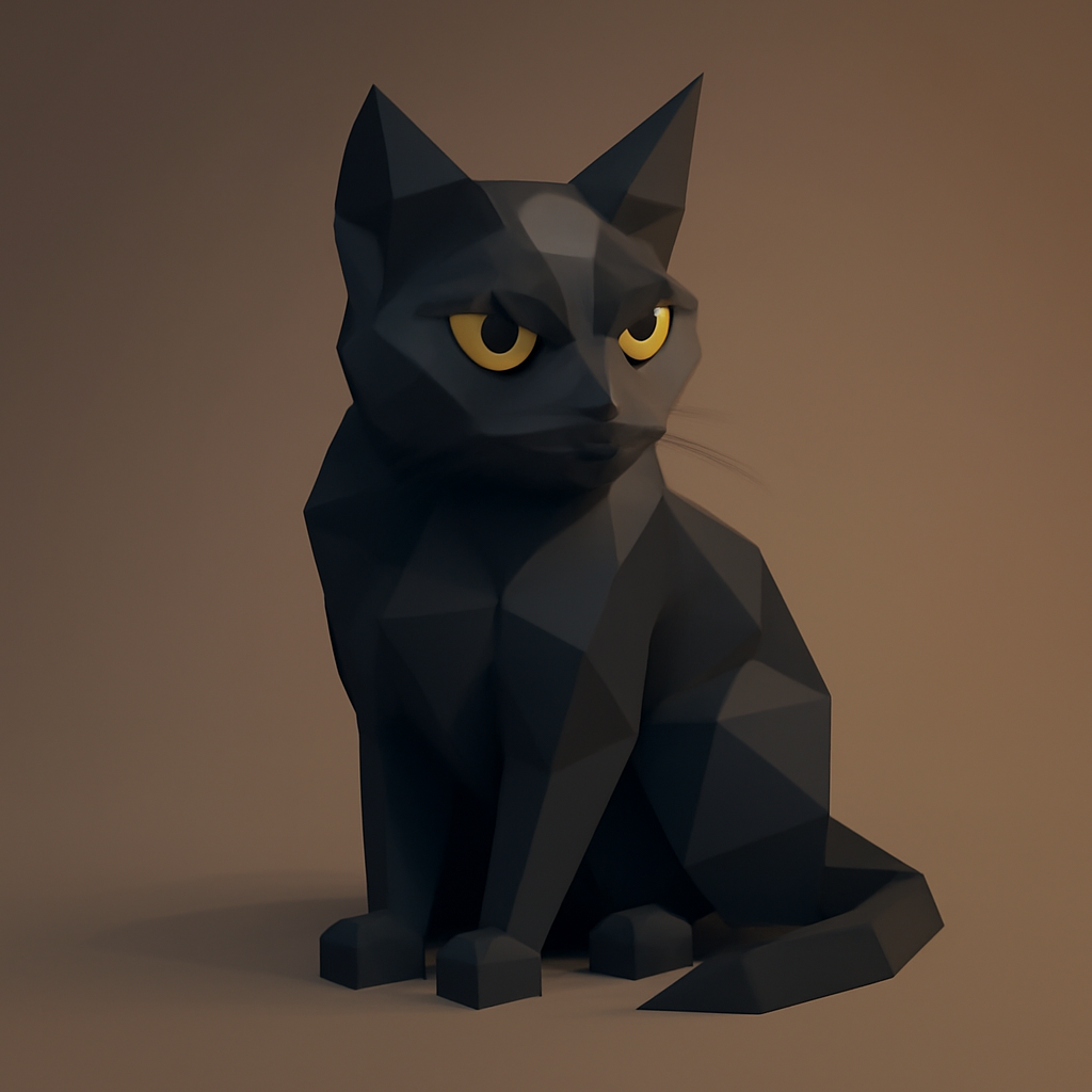 low poly dark cat