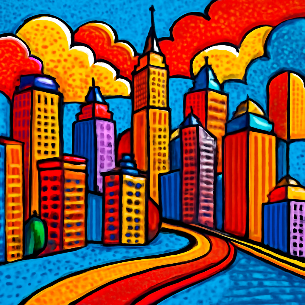 pop art vibrant cityscape
