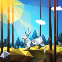low poly dreamy wildlife