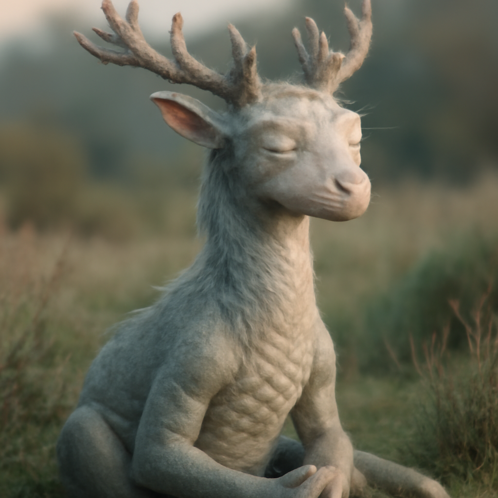 realistic serene fantasy creature
