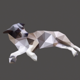 low poly playful dog