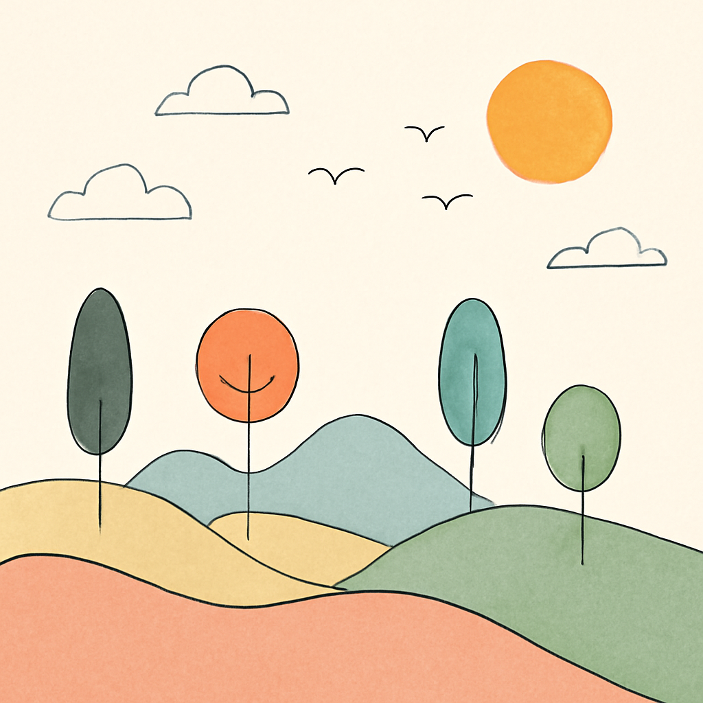 minimalist whimsical landscape