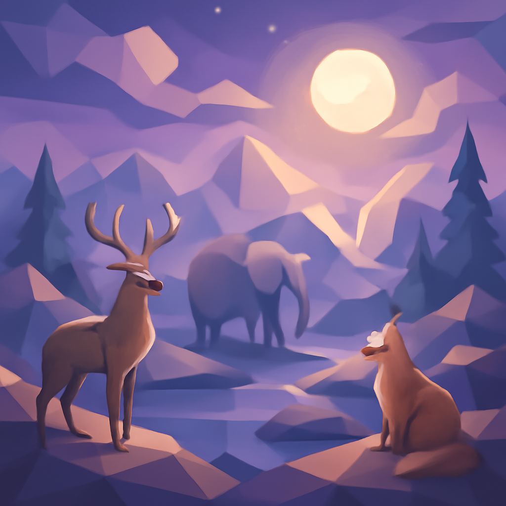 low poly dreamy wildlife
