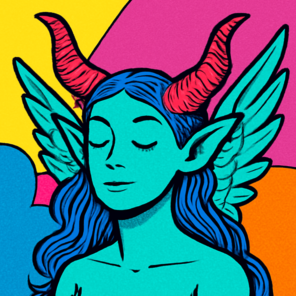 pop art serene fantasy creature