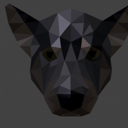 low poly dark dog