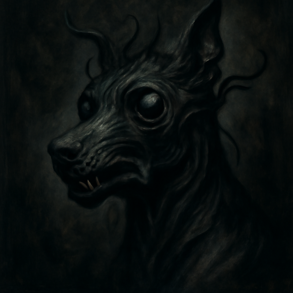 surrealist dark dog