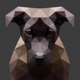 low poly dark dog