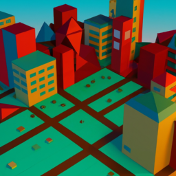 low poly dreamy cityscape