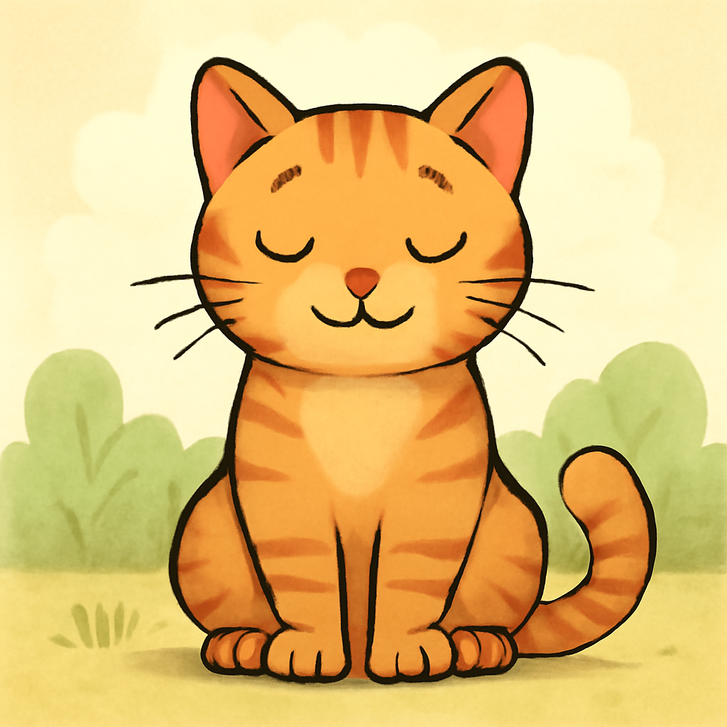 cartoon serene cat